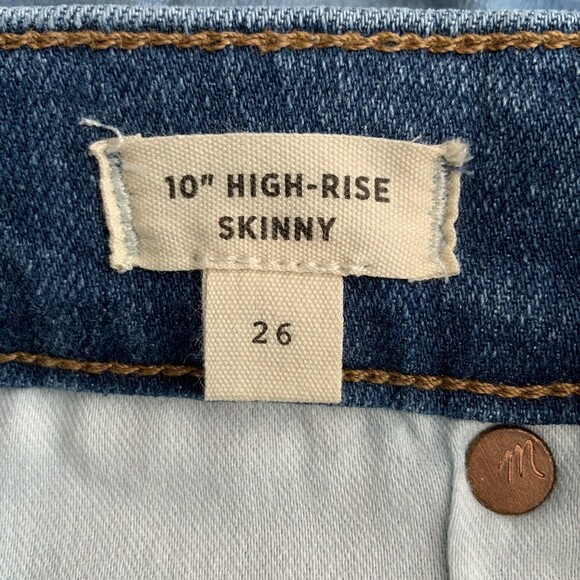Madewell Jeans Size 26 Blue 10 High Rise Button Fly Skinny Magic Pocket. - Picture 3 of 13